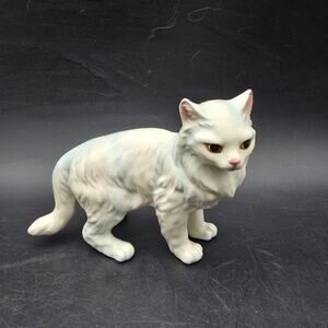 White Cat Ceramic Figurine Vintage Home Decor